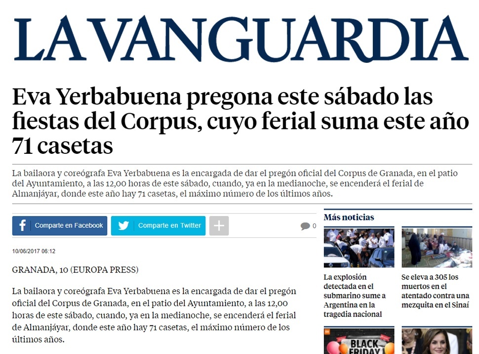 Diario La Vanguardia Eva Yerbabuena